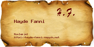 Hayde Fanni névjegykártya